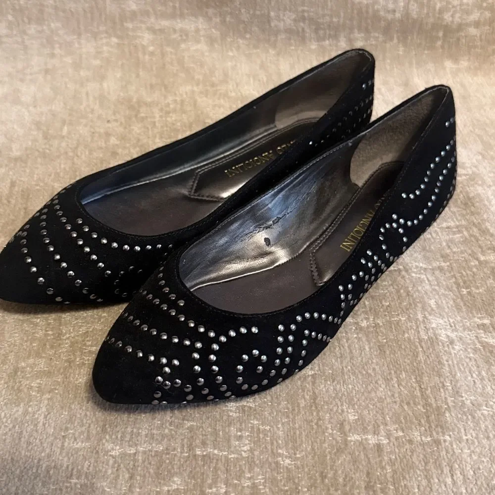 Enzo Angiolini Studded Black Flats